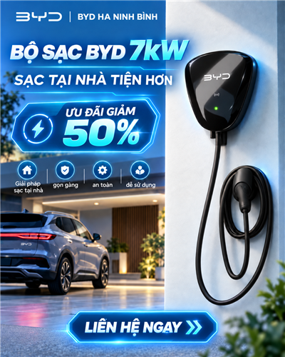 Giảm 50% khi mua bộ sạc 7kW tại nhà của BYD