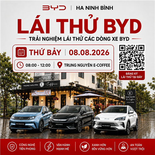 CUỐI TUẦN NÀY ĐI ĐÂU? CAFE & LÁI THỬ 4 MẪU XE BYD HOÀN TOÀN MIỄN PHÍ TẠI PHÚ THỌ